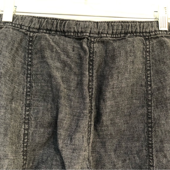 Eileen Fisher 100 linen wide leg crop drawstring pant w pockets indigo wash M - Picture 10 of 12